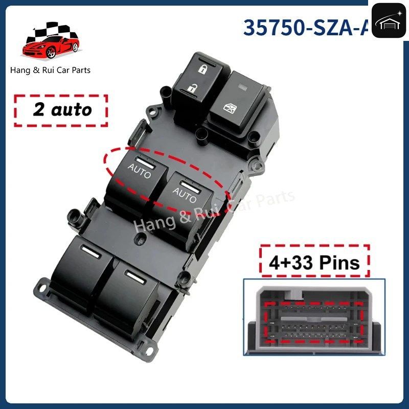 35750-SZA-A31 マスターウィンドウスイッチ パワーコントロールボタン ホンダ アコード パイロット 2008 - 15