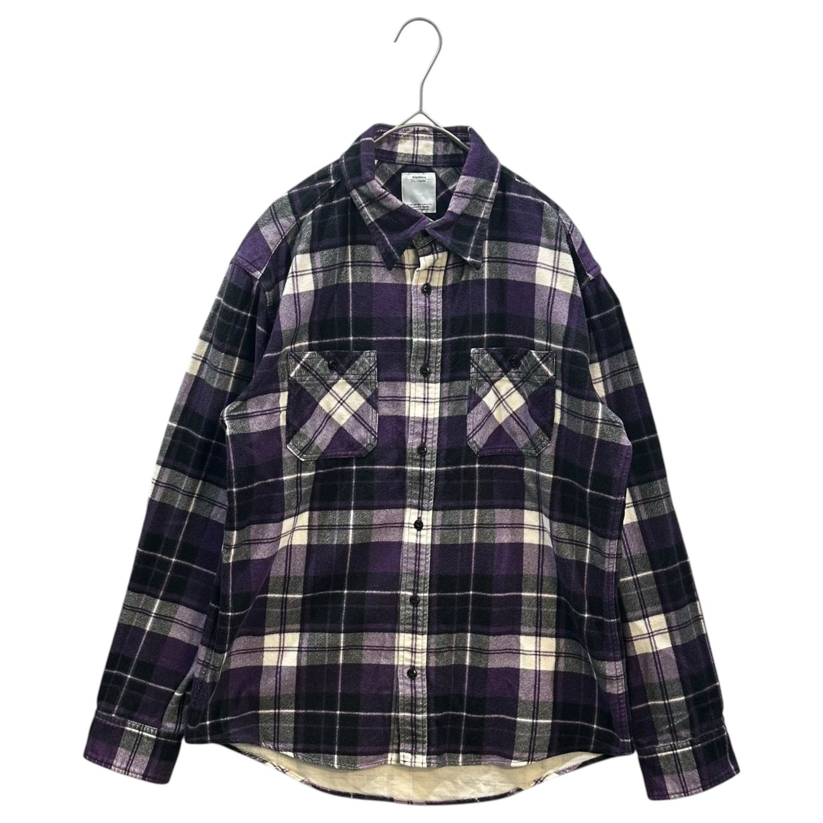 VISVIM(ビズビム/ヴィズヴィム) F.I.L. Exclusive Tartan-Print Flannel Shirt FIL 限定 タータンチェック プリント フランネル シャツ M パープル