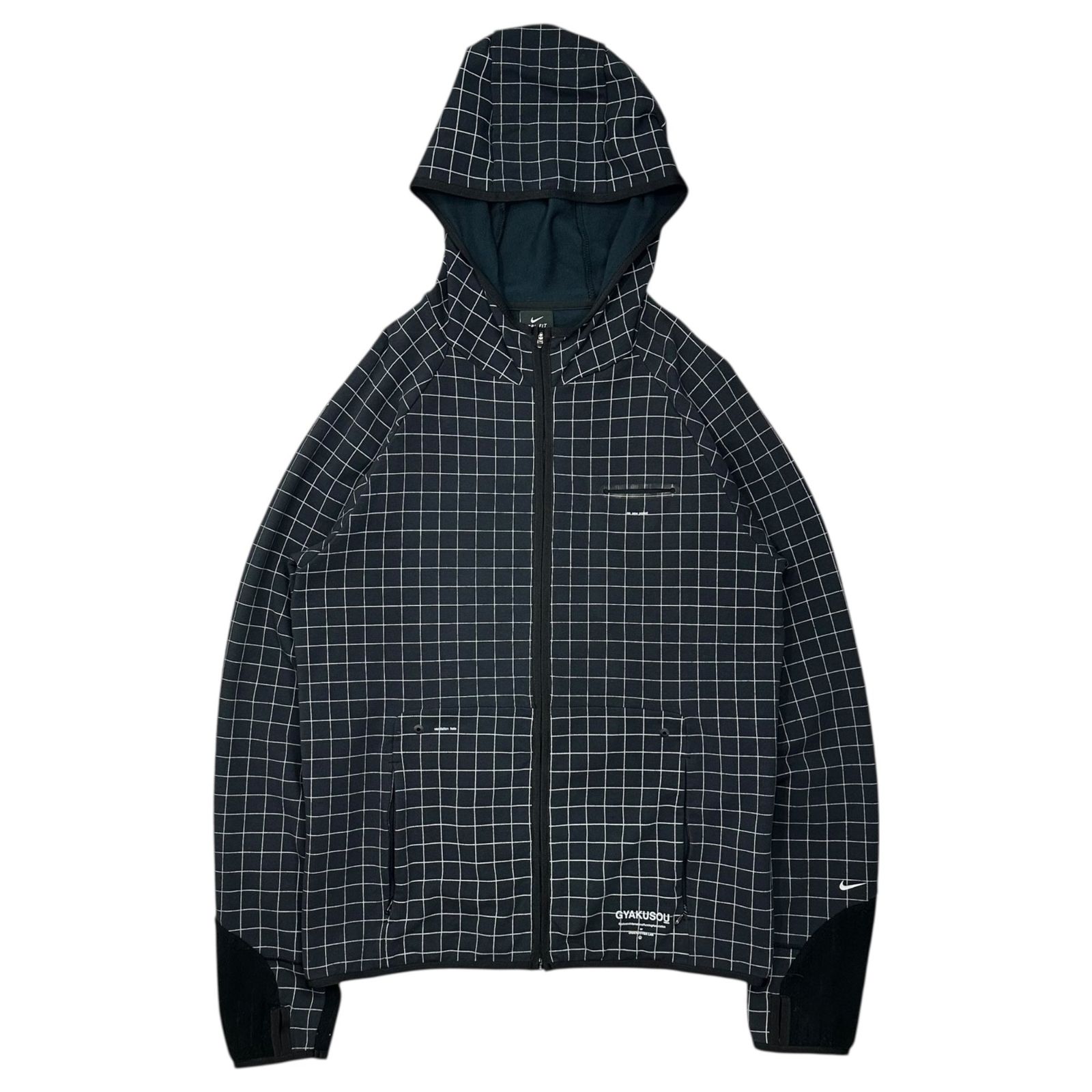 GYAKUSOU × AFFA(ギャクソウ × エーエフエフエー) Spider Check Zip-Up Hoodie スパイダーチェック ジップアップ フーデッド ジャケット パーカー 419068-010 M ブラック×ホワイト パーカー コラボ
