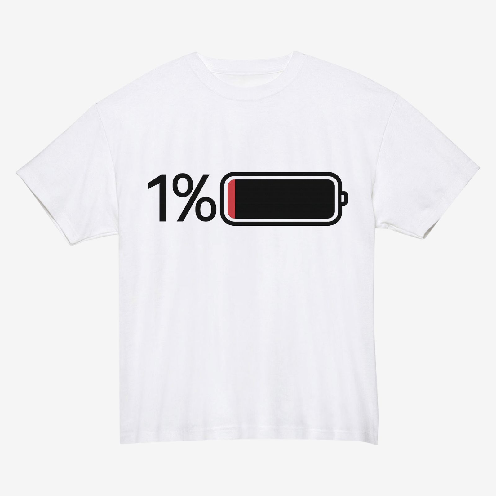 おもしろTシャツ 充電残量1％ バッテリー 半袖 ユニセックス メンズ 