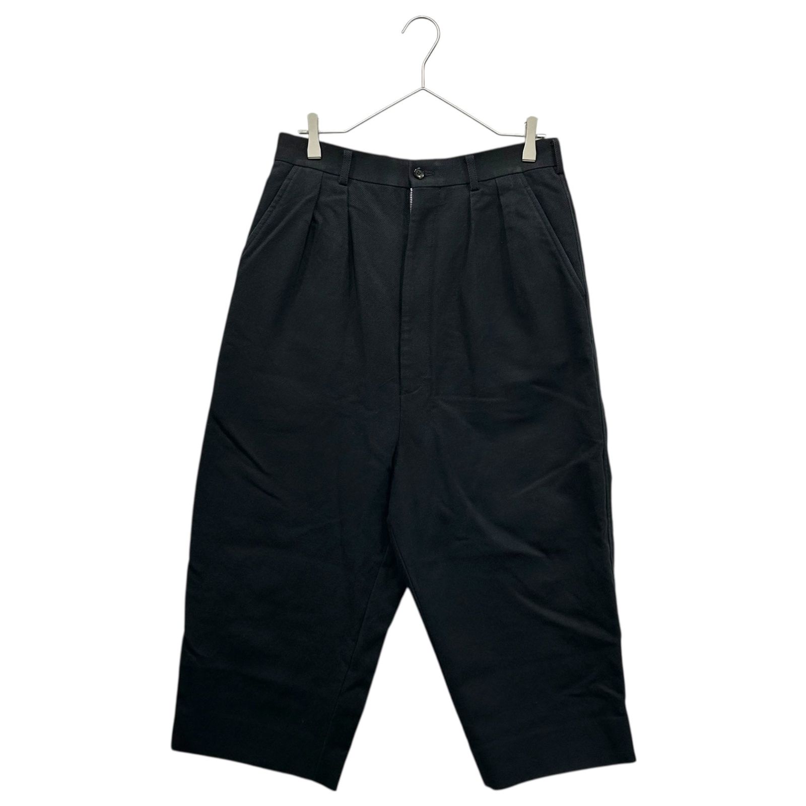 COMME des GARCONS HOMME(コムデギャルソンオム) 18AW 2-pleat 8/10 length c/w blend pants 2タック 8分丈 コットン ウール パンツ HB-P006 XS ブラック AD2018 クルップド