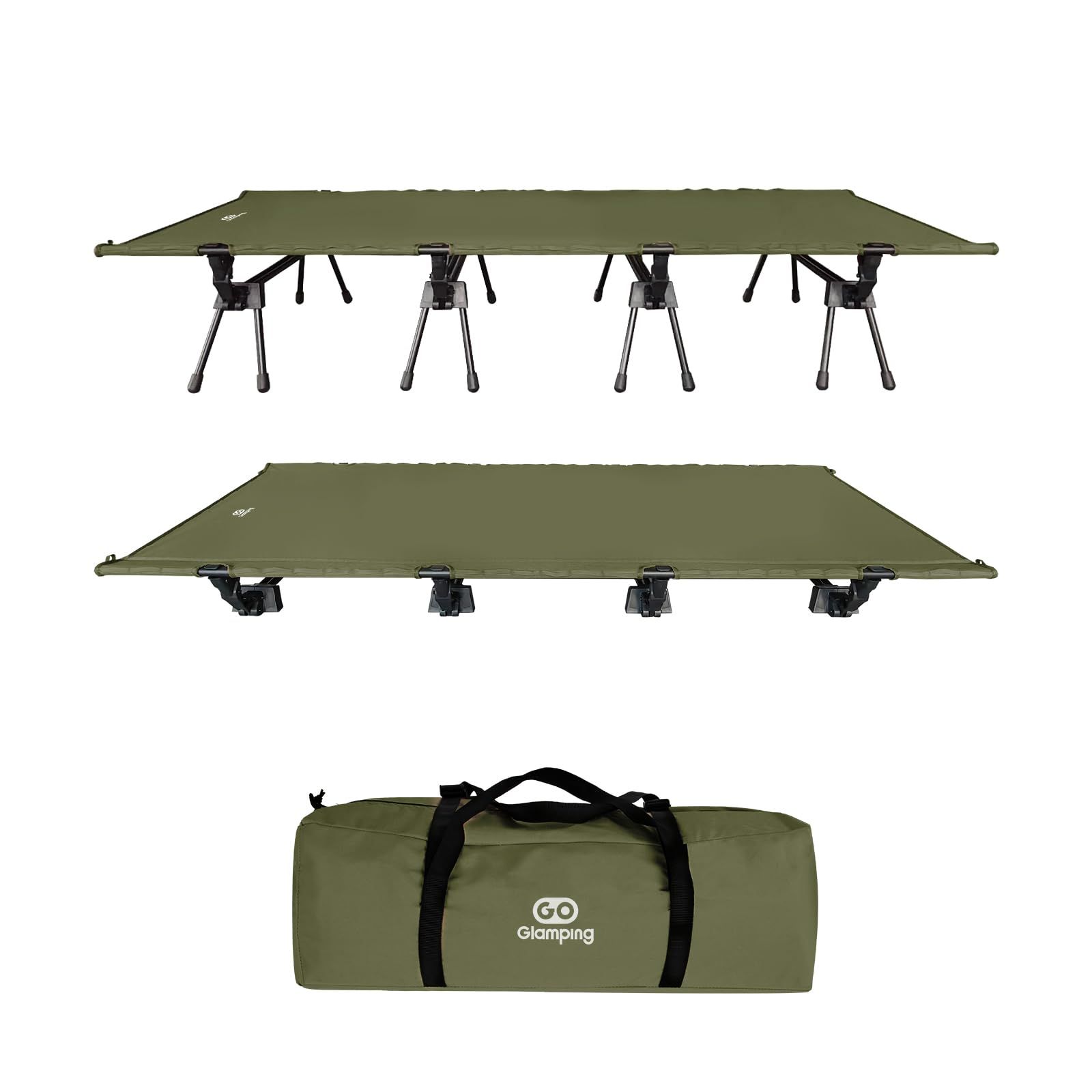 YUMEMI コット2WAY キャンプ コット ワイド ソロ GOGlamping ハイ/ロー切替 折り畳みベッド 高強度1000Dオックスフォード 折りたたみベッド キャンプ 耐荷重約150kg 安定感 テントコット アウトドア用 防災 自宅用 会社用 収納