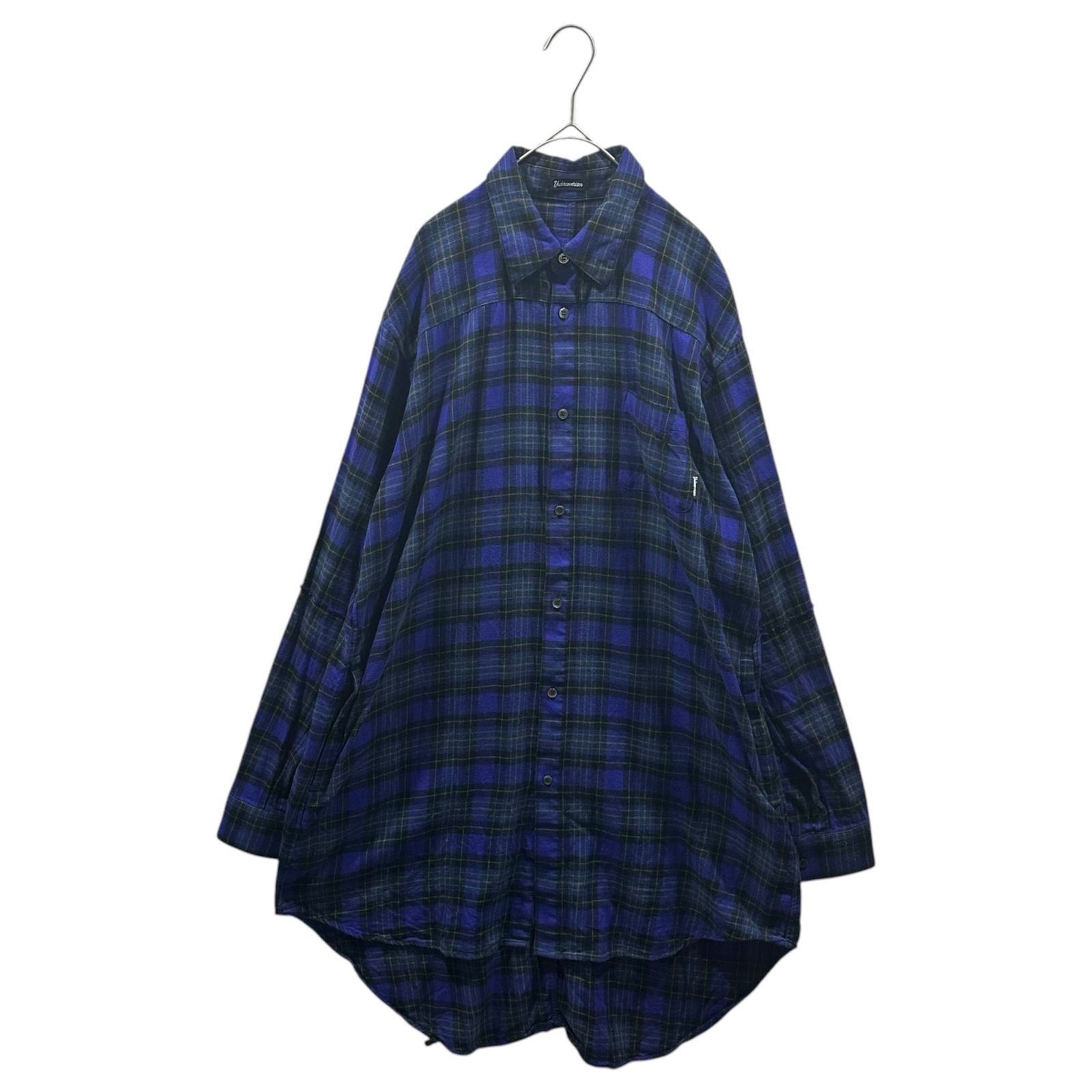 UNDERCOVERISM(アンダーカバイズム) 2022SS Cotton Check Puckering Long Shirt コットン CK 後パッカリング ロング シャツ UI2B4402 3 パープル