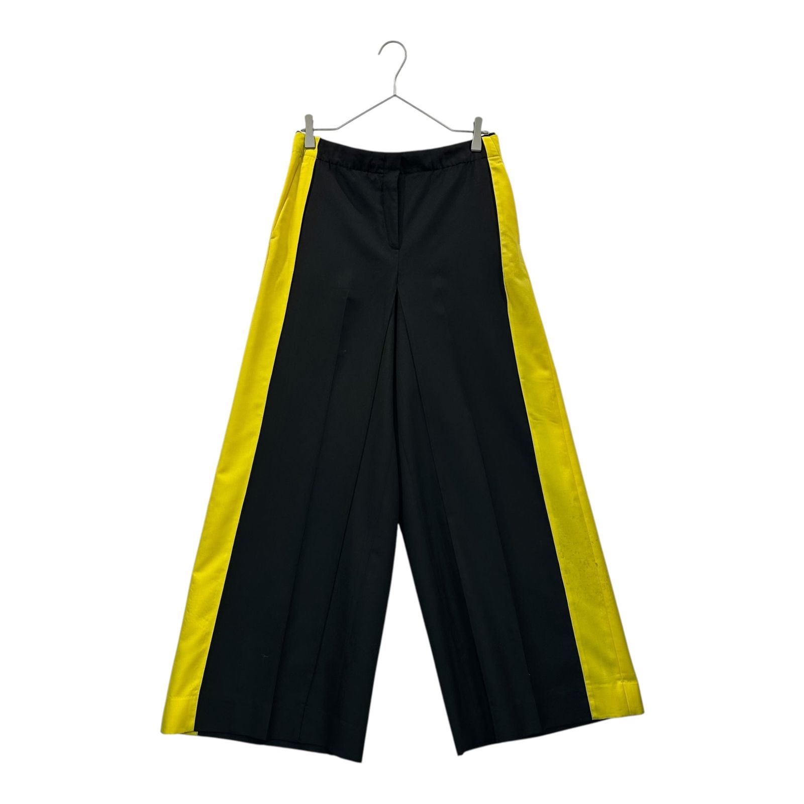 LOEWE(ロエベ) Side Yellow Wide-Leg Wool Slacks サイド イエロー ワイドバギー ウール スラックス S359Y04X30 38(M程度) ブラック×イエロー