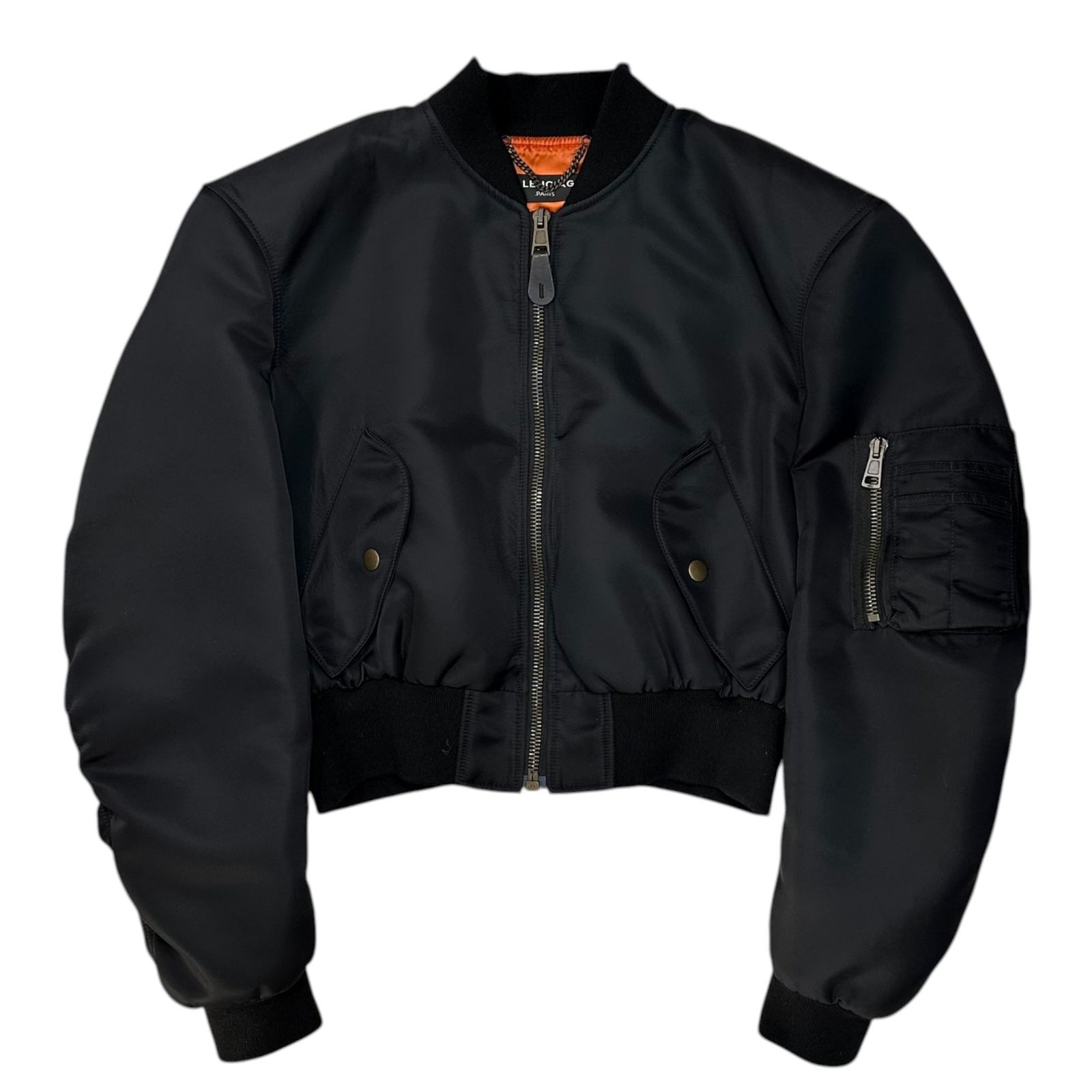 BALENCIAGA(バレンシアガ) 17SS Boxy Bomber Jacket ボクシー ボンバー ジャケット 460599 TTD03 S ブラック ショート丈 ブルゾン MA-1