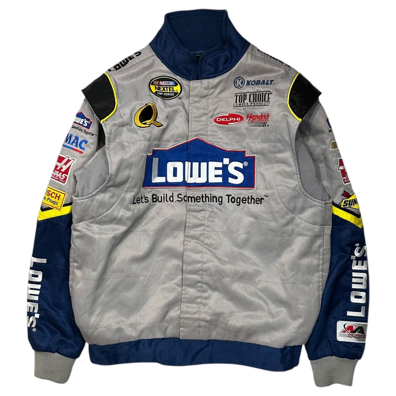 VINTAGE(ヴィンテージ) 90's Patch Racing Jacket 90年代ワッペン レーシング ジャケット M グレー×ブルー CHASE