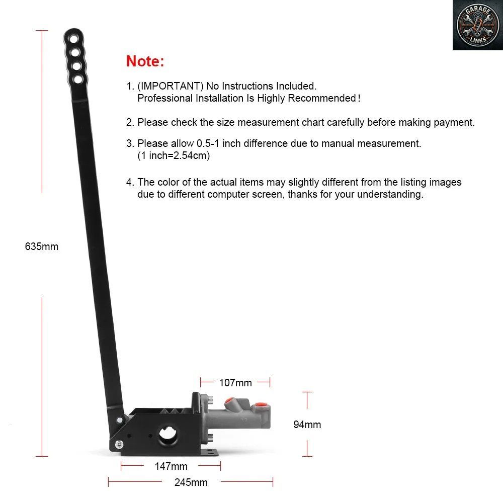 油圧式ドリフトハンドブレーキレバー 630mm 垂直型 ロック機構付き ロングハンドル 車両用
