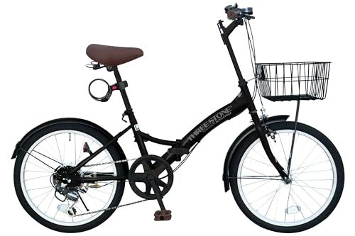 ★新品★THREE STONE 折りたたみ自転車 自転車 20インチ シマノ6段ギア カゴ ライト ワイヤーロック錠 プレゼント 通勤 通学 街乗り P-008(荷台なし)/P-008C(荷台付き)