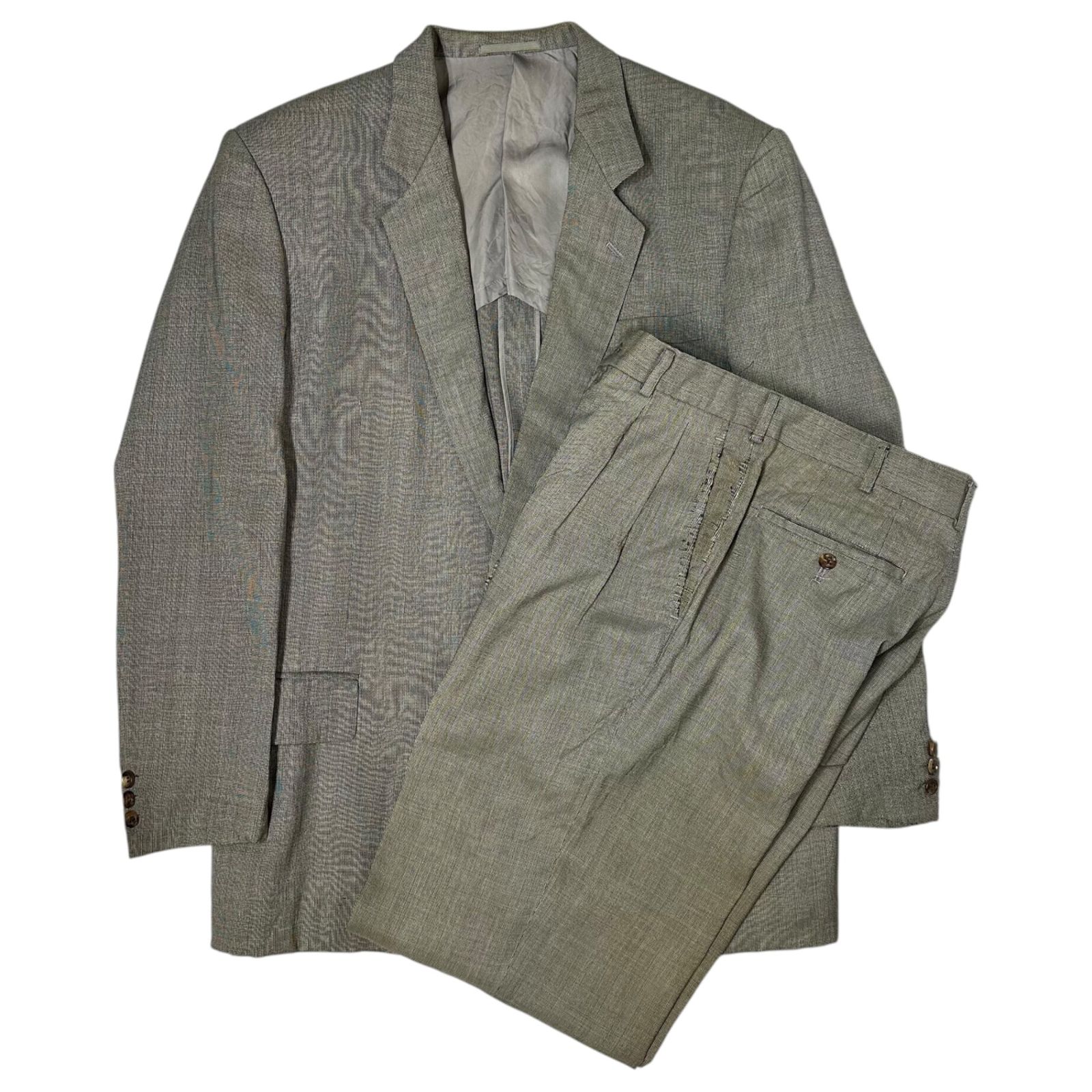 COMME des GARCONS HOMME DEUX(コムデギャルソンオムドゥ)ヴィンテージ セットアップ スーツ 格子柄 チェック DJ-21022 X(XL) グレー AD1992 テーラード ジャケット スラックス パンツ ヴィンテージ