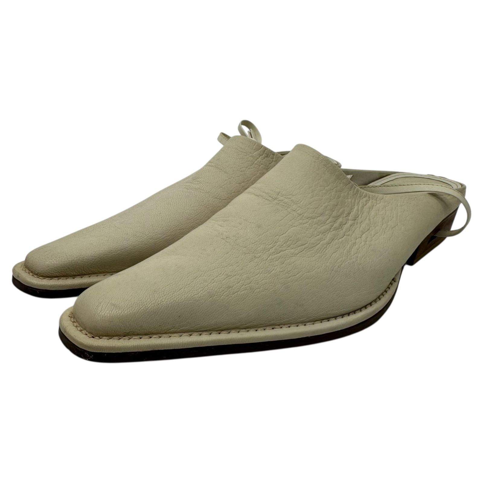 Y's(ワイズ) Western Lace-Up Leather Mules ウエスタン レースアップ レザー ミュール YY-E05-762-1/2 2(22.5~23cm程度) ホワイト ポインテッド トゥ パンプス サンダル
