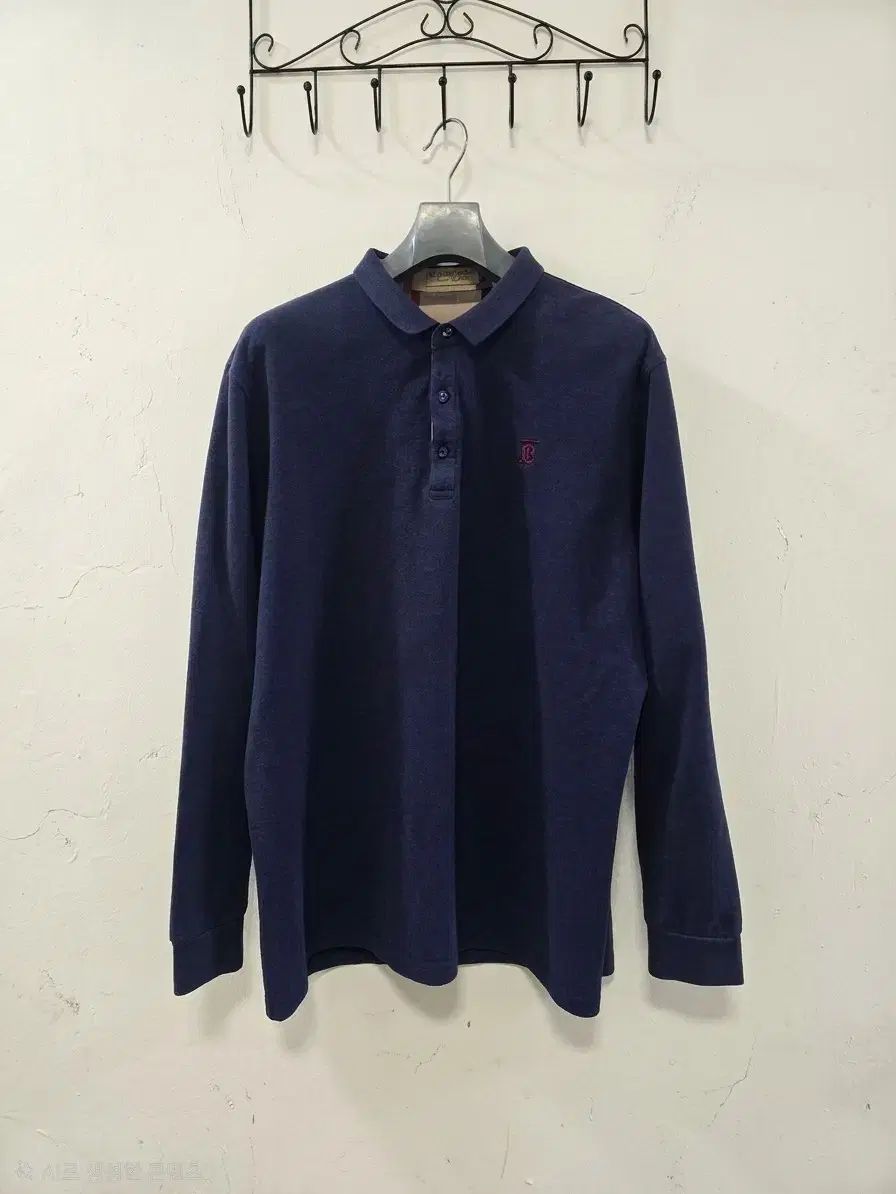 バーバリー ネイビ長袖 カラーTシャツ XXL