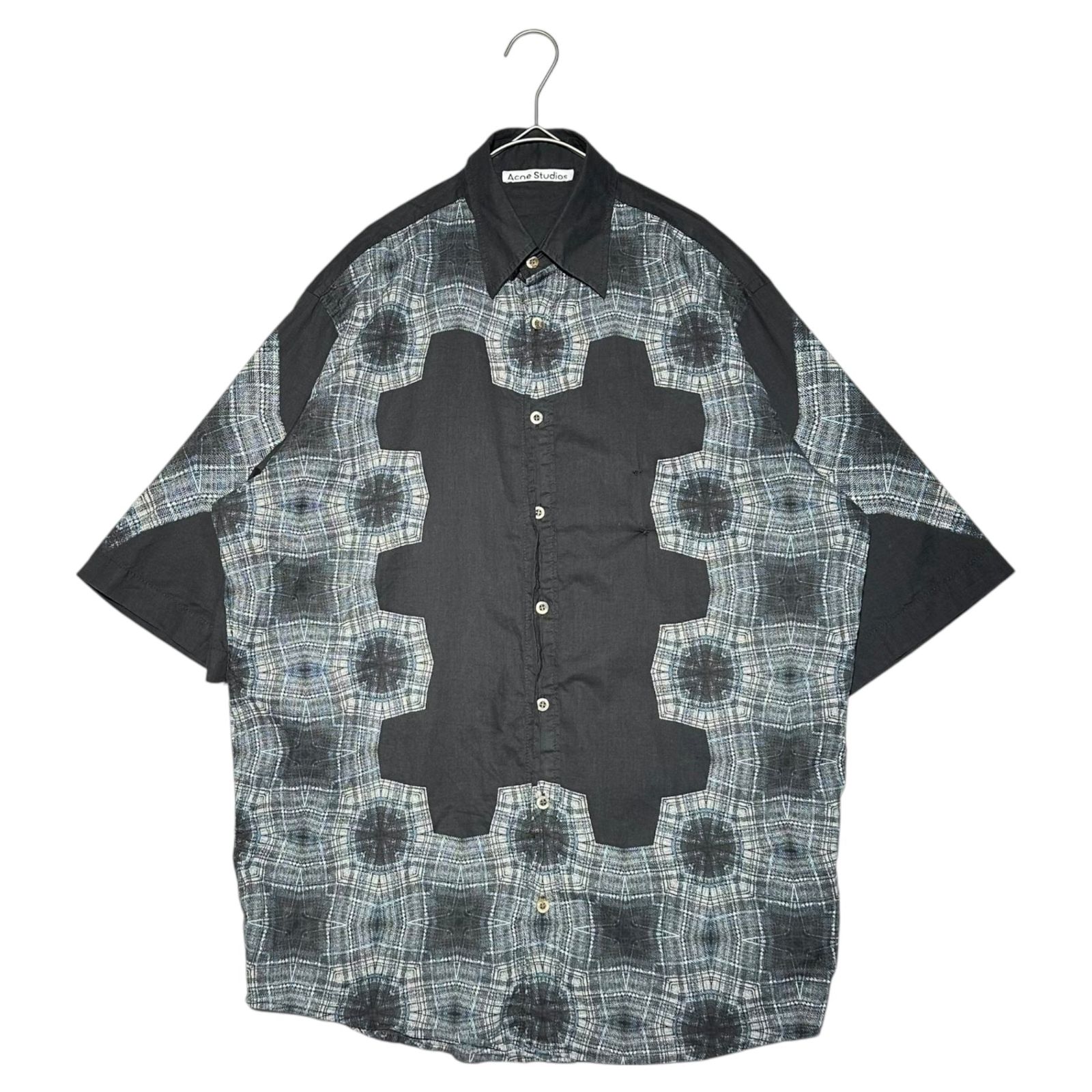 Acne Studios(アクネストゥディオズ) 22AW Kaleidoscope Check S/S Shirt 万華鏡 チェック 半袖 シャツ FN-MN-SGIR000565 44(S~M程度) ブラック×ネイビー