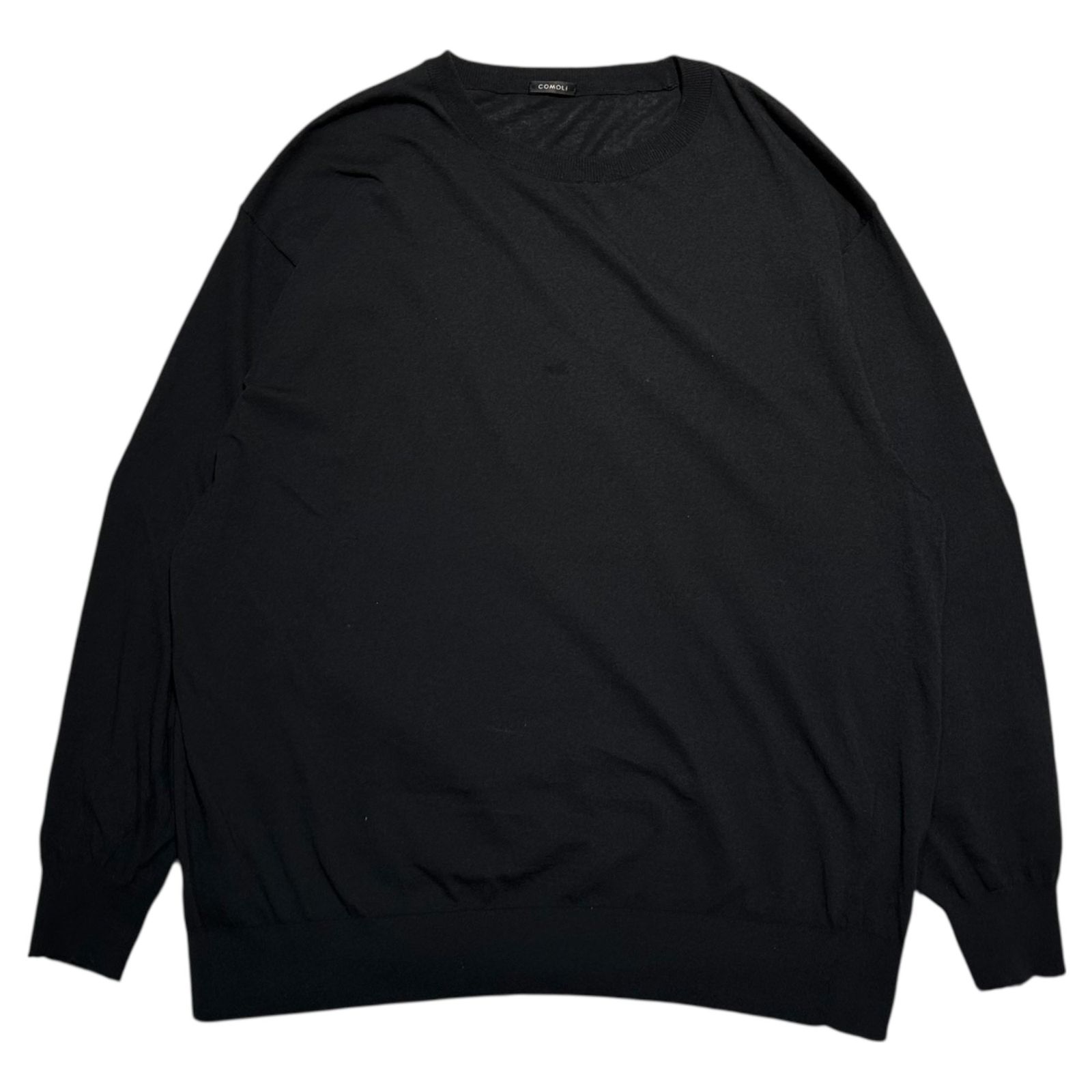 COMOLI(コモリ) 25SS Cotton Crewneck Knit コットン クルーネック ニット B01-06001 FREE ブラック 18G 薄手