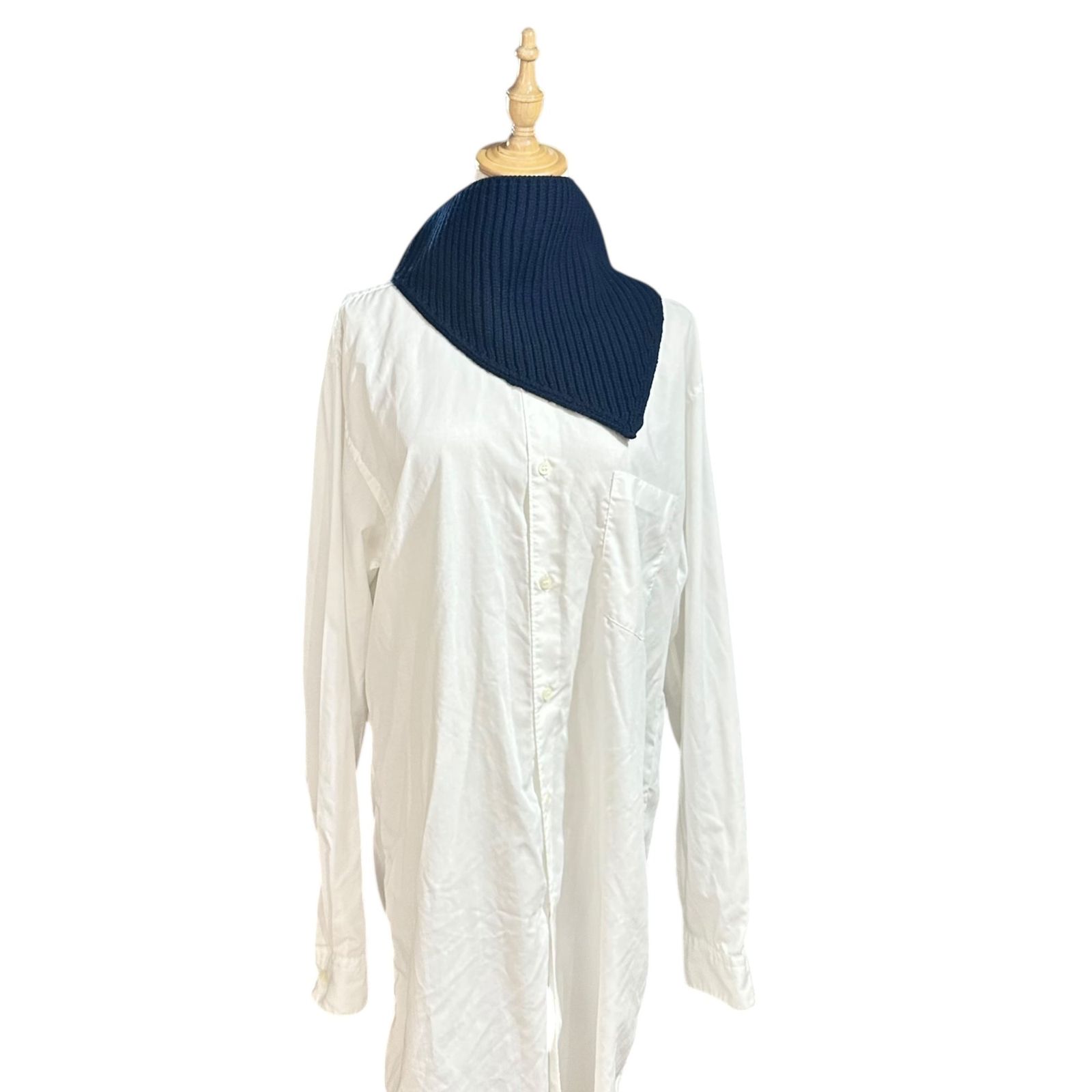 JIL SANDER(ジルサンダー) 23AW FOULARD Neck Warmer フラール ニット ハイネック ネック ウォーマー J22ZZ0104 つけ襟 U ネイビー