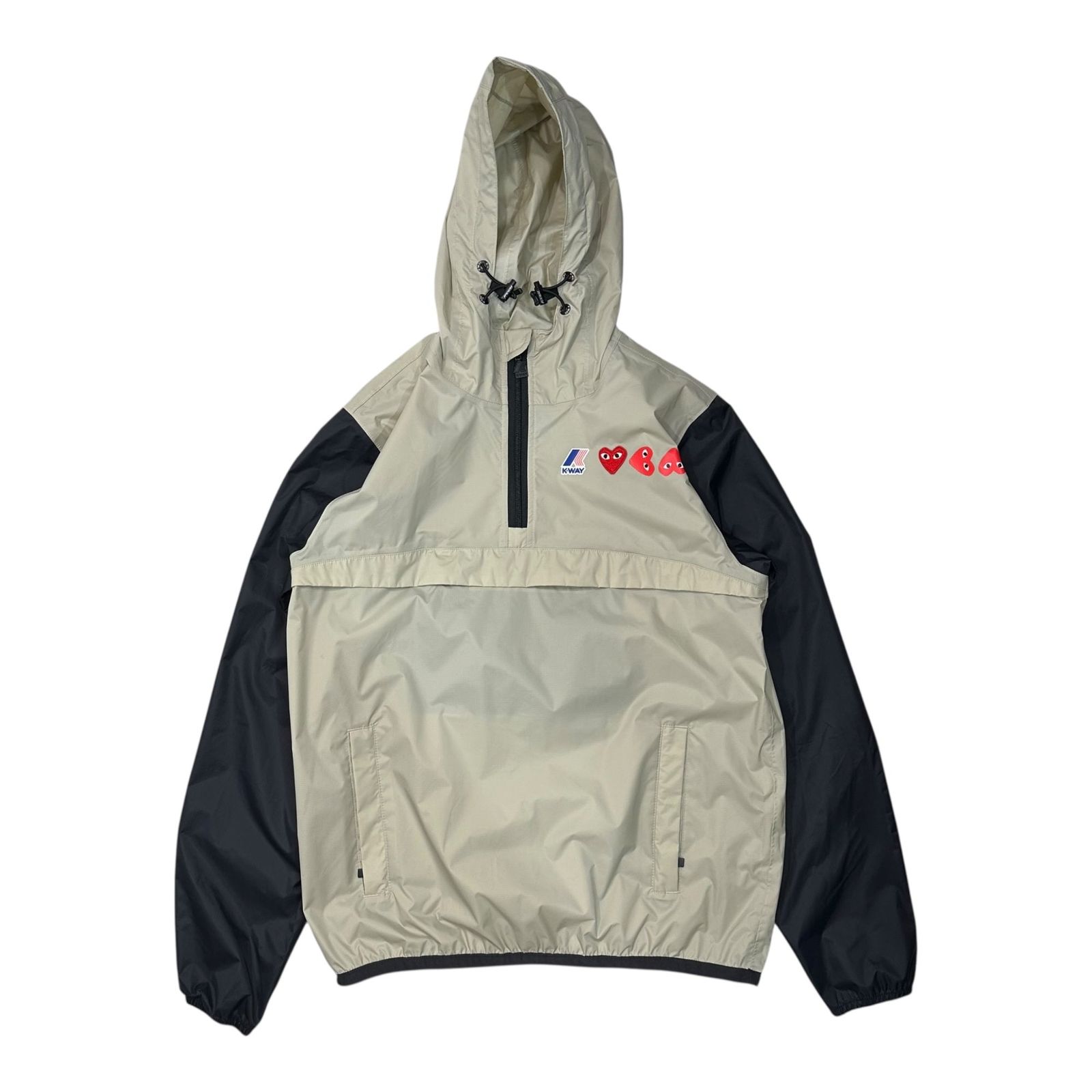PLAY COMME des GARCONS × K-WAY(プレイコムデギャルソン × ケーウェイ) Collaboration Heart Logo Half-Zip Hoodie コラボ ハート ロゴ ハーフジップ パーカー アノラック プルオーバー