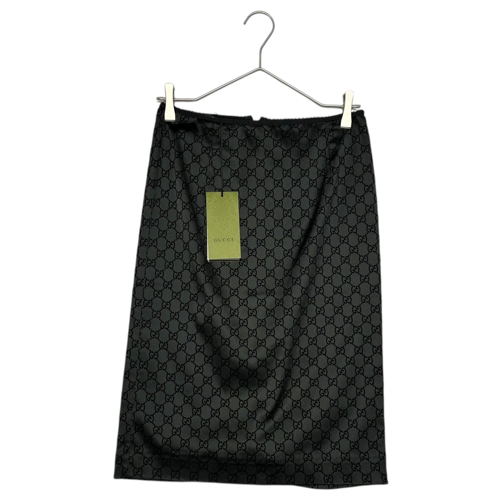 GUCCI(グッチ) 24SS GG printed duchess silk skirt GG プリント ダッチェス シルク スカート 764899 XS ブラック ストレッチ タイト ロゴ