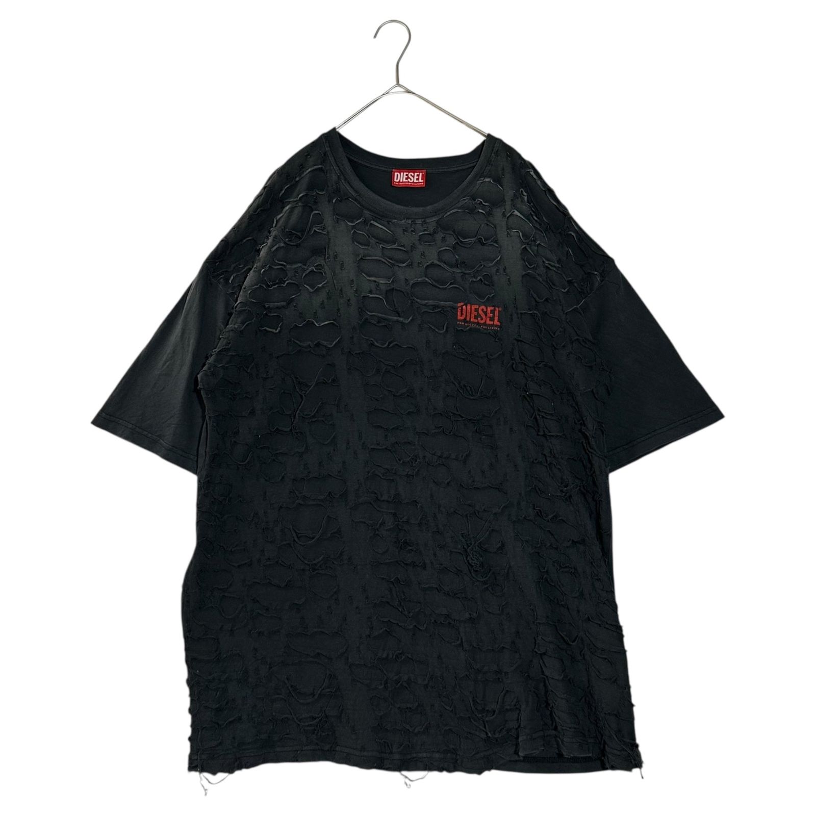 DIESEL(ディーゼル) T-BOXT-R29 デストロイ加工 半袖 Tシャツ Distressed Finish S/S T-Shirt A17647 OSLBS M ブラック ダメージ加工
