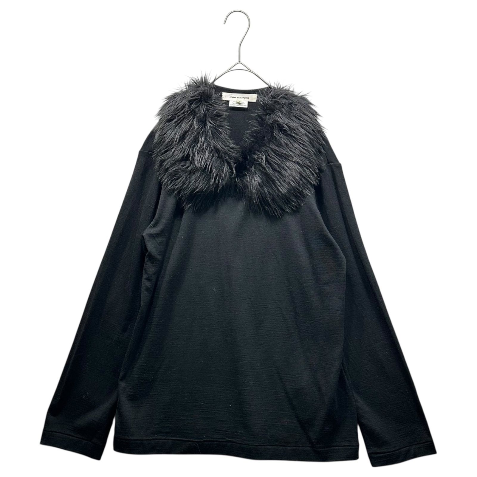 COMME des GARCONS(コムデギャルソン) 23AW Faux Fur Collar Wool Long Sleeve Cut and sew フェイクファー カラー ウール 長袖 カットソー GL-T023 S ブラック AD2023 18,150円
