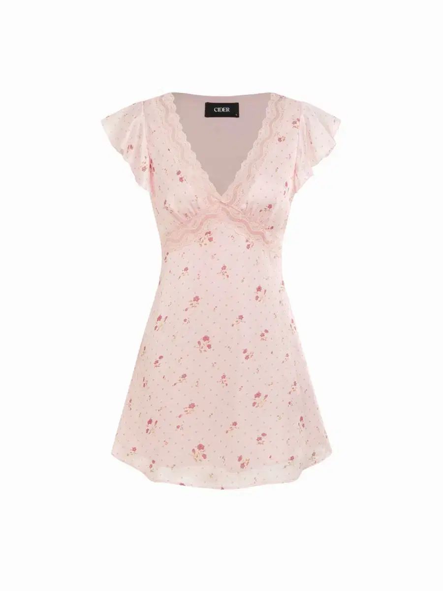 ショップサイダー SATIN FLORAL V-NECK RUFFLE SLEEVE F