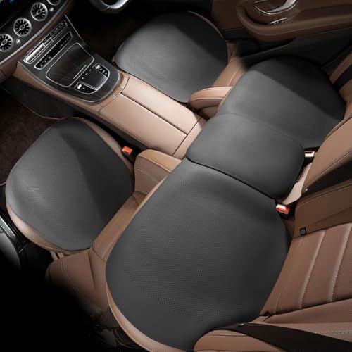 車用 シートカバー カーシートカバー シートクッション 高級PUレザー カーシートクッション 通気性メッシュ ダブルバックル固定 汗対策 クール 通気性 車用 9999+通気孔 フリーサイズ 車用 シートカバー 防水 運転席 助手席 座面 座席シート おし…