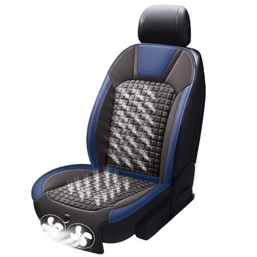 クールシート【冷感 ハニカム構造 ２枚大型ファン】2026夏限定 ゲルクッション エアーカーシート 冷風送風 3段階調整 自動送風/停止機能 USB充電ポート2個付き 44個の通気孔 通気性 DC12V 車シートカバー 滑り止め シートクッション 運転席 …