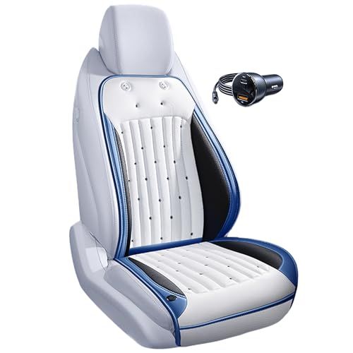 クールシート 車用 2026年新モデル シートカバー 冷却クッション 8コア二重ターボファン搭載 冷風送風＆3段階風量調節 本革素材 蒸れ防止 USB＋Type-C急速充電対応 DC12V/24V対応 取付簡単 夏の猛暑対策(ホワイト) 14,375円