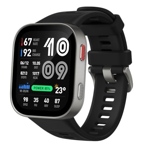 ★新品★Amazfit Bip Max スマートウォッチ 3000nit高輝度 AMOLED GPS 5衛星 オフラインマップ AIによる音声操作 睡眠 運動管理 心拍 ストレス 健康管理 150+スポーツモード ナビゲーション ルートインポート 5ATM防水