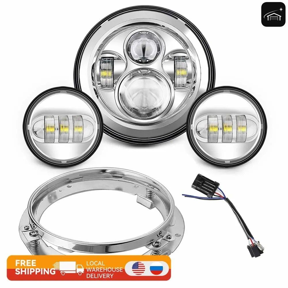 ツーリング エレクトラグライド 7インチ LED プロジェクターモーターヘッドライト + 4 1/2 パッシングライト ハーレーヘッドライト