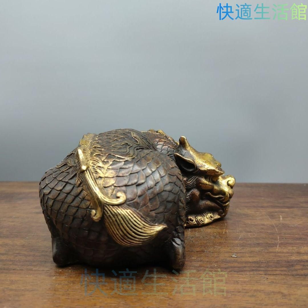 銅器 ヘチ 麒麟 文鎮 文房具 書房 酒?笥 装飾品 工芸品 置物 gyp624