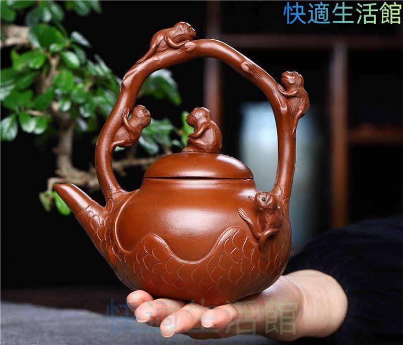 猿の壺紫砂壺 中国古美術  紫泥急須・茶壺・茶道具置物・古置物 猿の壺紫砂壺 中国古美術 紫泥急須・茶壺・茶道具置物・古置物 gyp624
