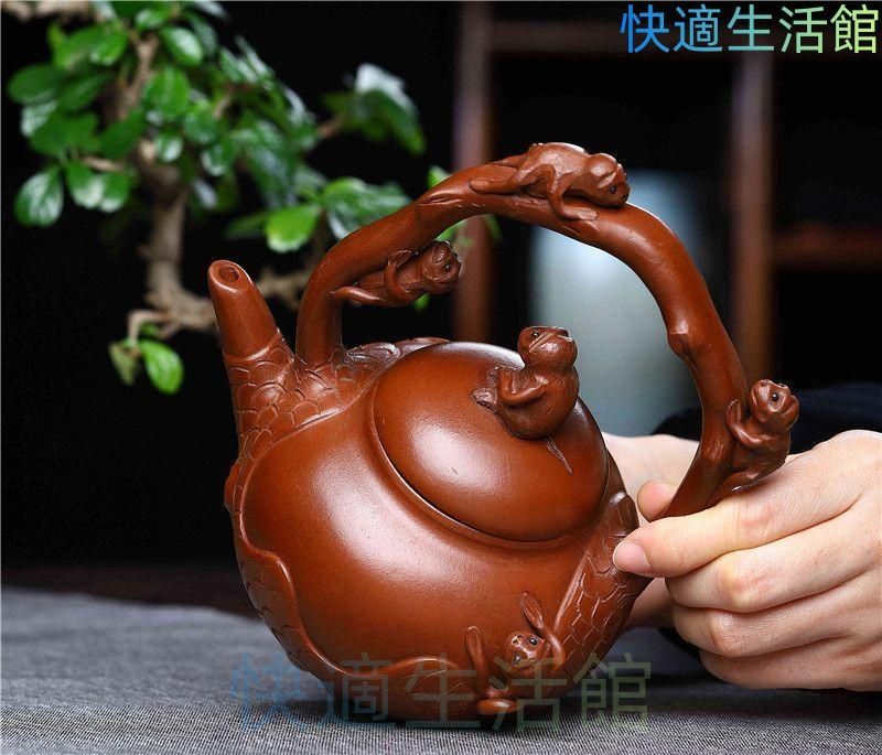 猿の壺紫砂壺 中国古美術 紫泥急須・茶壺・茶道具置物・古置物 gyp624