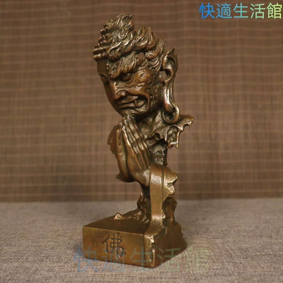 銅 細工 釈迦如来仏仏像 事務デスクトップ机 茶室 茶寵 置物 装飾品 工芸