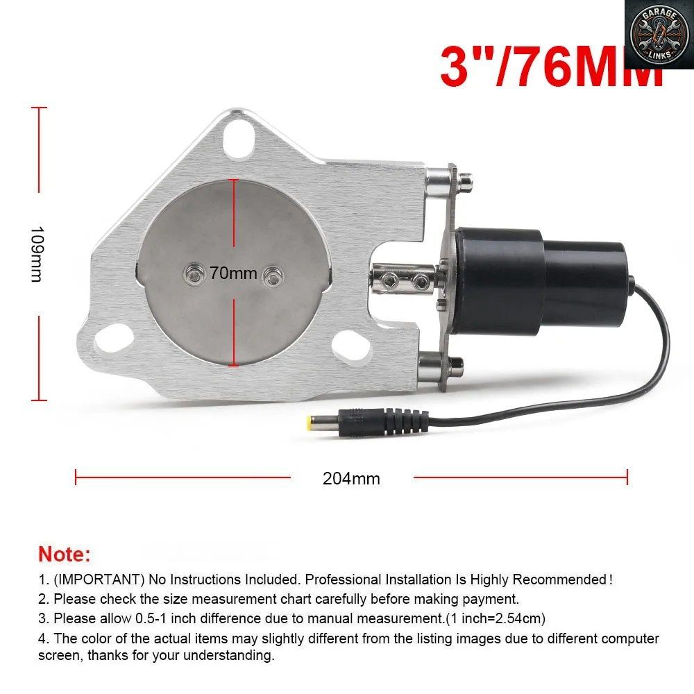 3インチ 76mm Yパイプ 電動排気キャットバックカットアウトキット リモコンキット カーアクセサリー
