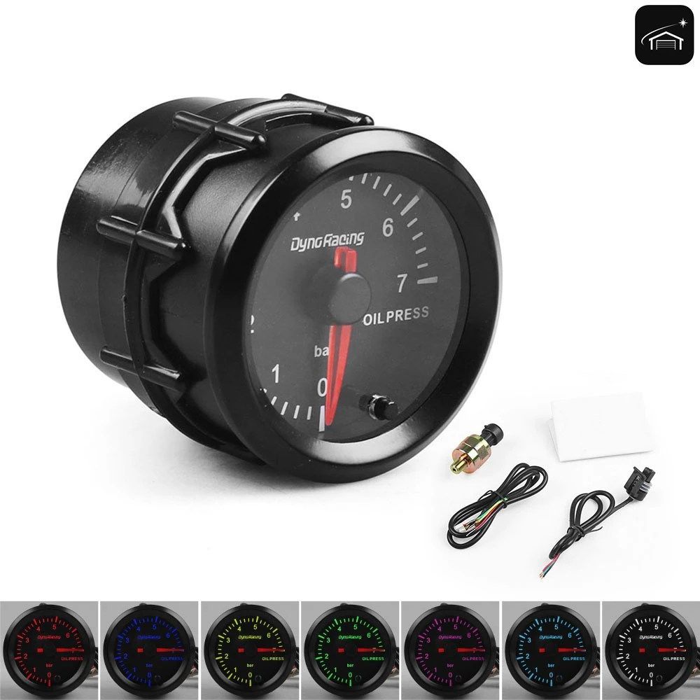 2インチ 52mm 7色バックライト付き油圧計 高速ステッピングモーター搭載 センサー付き 車載メーター TT101733