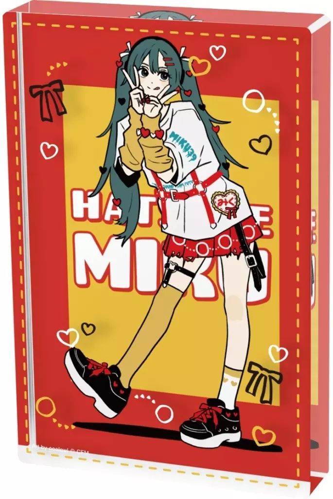 【中古】アクリルスタンド・アクリルパネル 初音ミク(ハートver.) 描き下ろし Art by coalowl アクリルブロック ver.A 「VOCALOID」