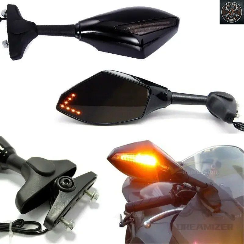ホンダ CBR600RR 1000RR 500R SXR1000 HAYABUSA SV650S GSXR600 GSXR750 用 LED ウインカーミラー 1 ペア