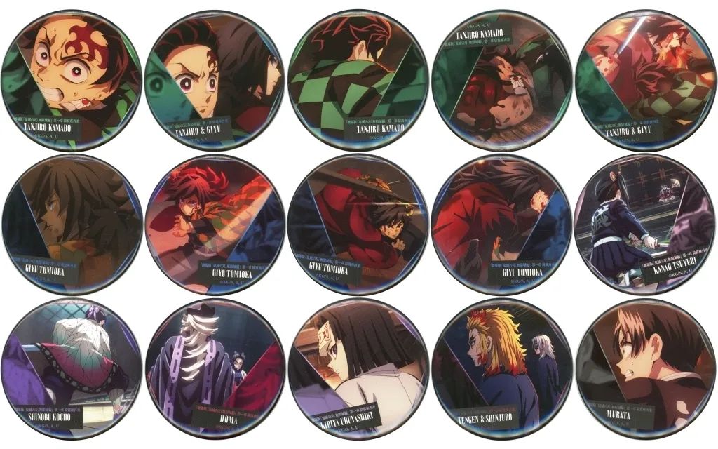 【中古】バッジ・ピンズ 全15種セット 「劇場版 鬼滅の刃 無限城編 第一章 猗窩座再来 ものがたる背中 コレクション缶バッジA」 劇場グッズ