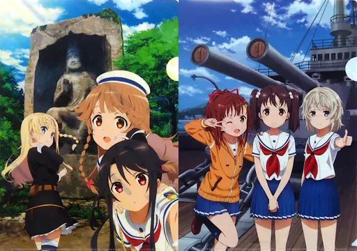 【中古】クリアファイル 世界三大記念艦三笠＆鷹取山磨崖仏 A4クリアファイル2枚セット 「よこすかYYのりものフェスタ2018×ハイスクール・フリート」 横須賀市観光協会限定
