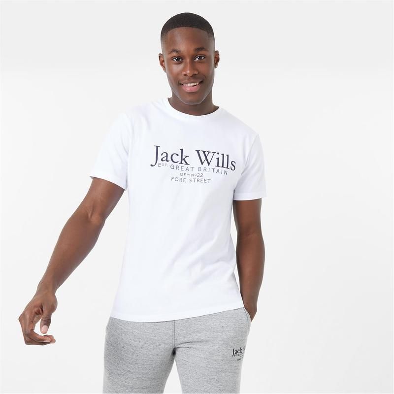 ジャック ウィルス メンズ トップス Tシャツ ロゴ Jack Wills Carnaby Logo TShirt White ホワイト