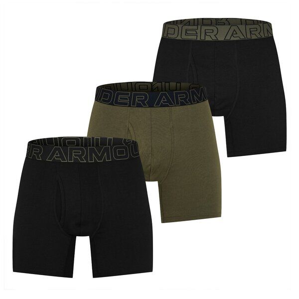 アンダーアーマー メンズ アンダーウェア ボクサーパンツ コットン Under Armour Cotton 6In 3Pk Sn00 BlkBlkGrn