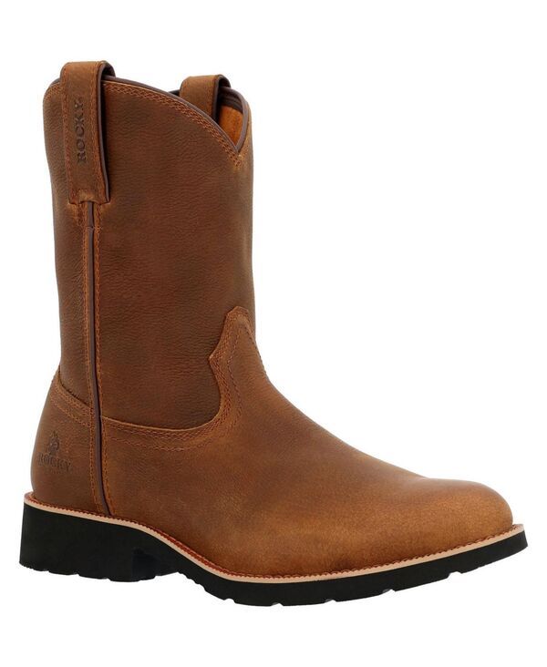 ロッキー メンズ シューズ ブーツ・レインブーツ クレープ ROCKY Mens Monocrepe Unlined PullOn Western Boot Brown ブラウン