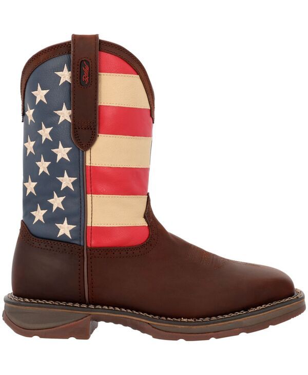 ドゥランゴ メンズ シューズ ブーツ・レインブーツ Tシャツ Durango Mens Workin Rebel Patriotic Steel Toe Work Boot Dark brown an
