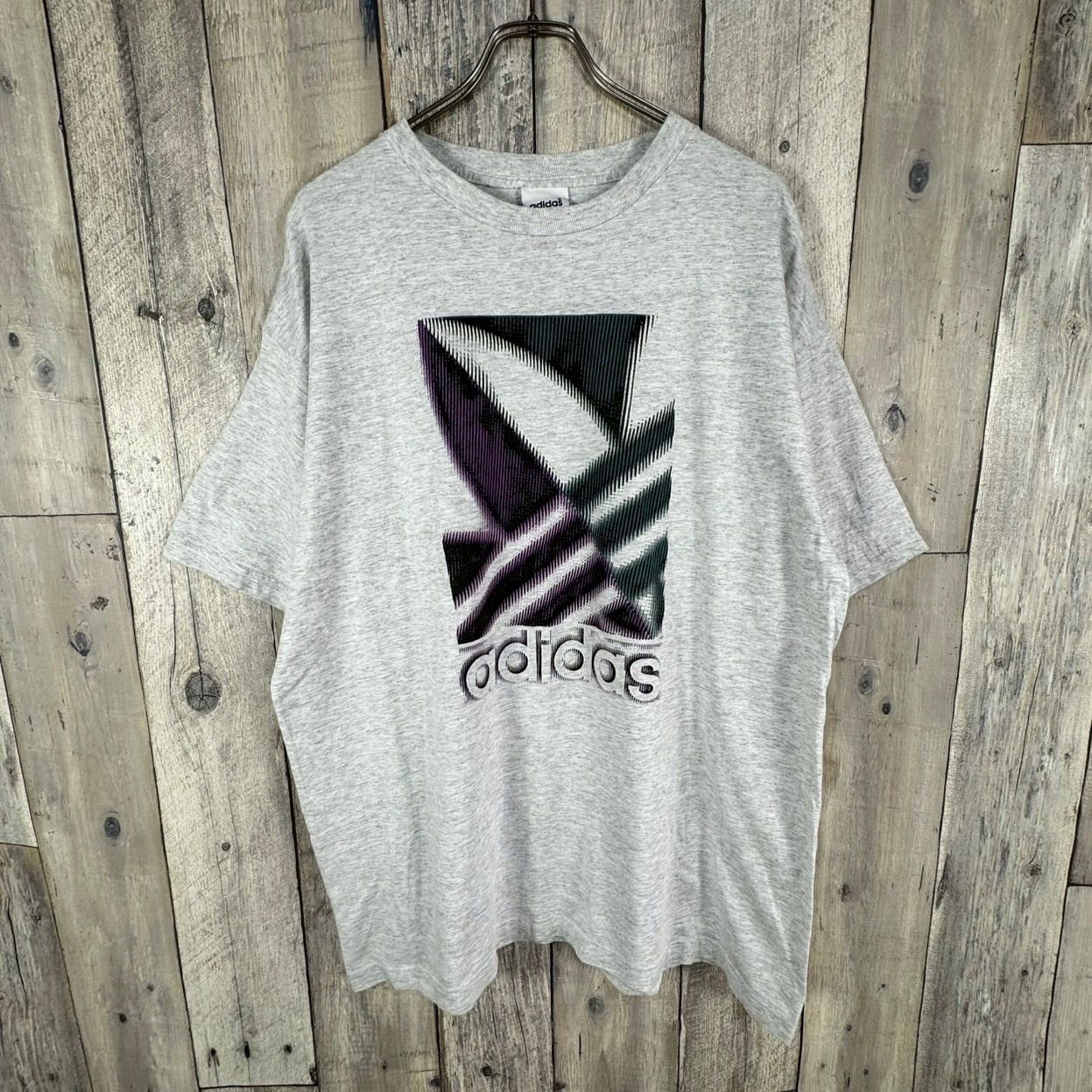 OLD adidas 90s 万国旗タグ アディダス USA製 米国製 グレー 半袖 Tシャツ TEE メンズ US L サイズ