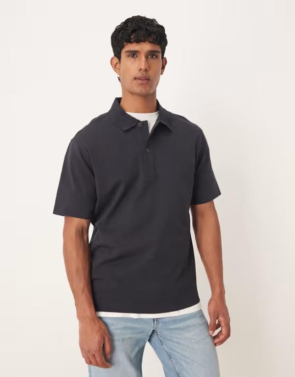 マンゴ メンズ トップス ポロシャツ コットン Mango cotton mix polo top NAVY ネイビー