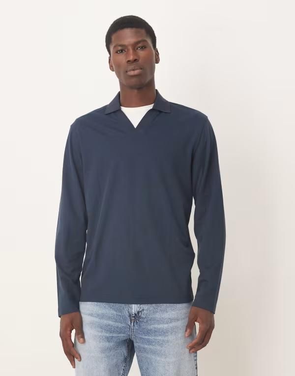 セレクティッド メンズ トップス ポロシャツ Selected polo with split neck Navy ネイビー