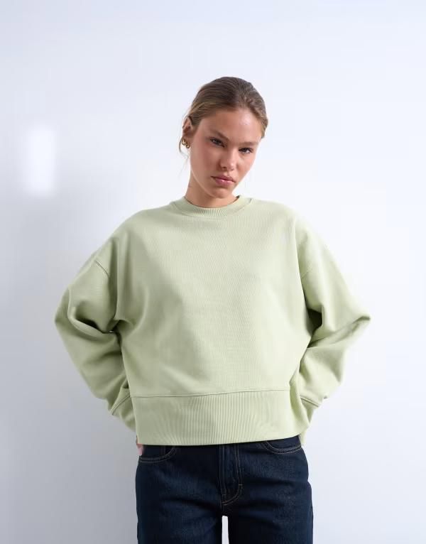 トップショップ レディース アウター パーカー・スウェット シャツ Topshopremium heavyweight oversized sweatshirt in light GREEN グリーン