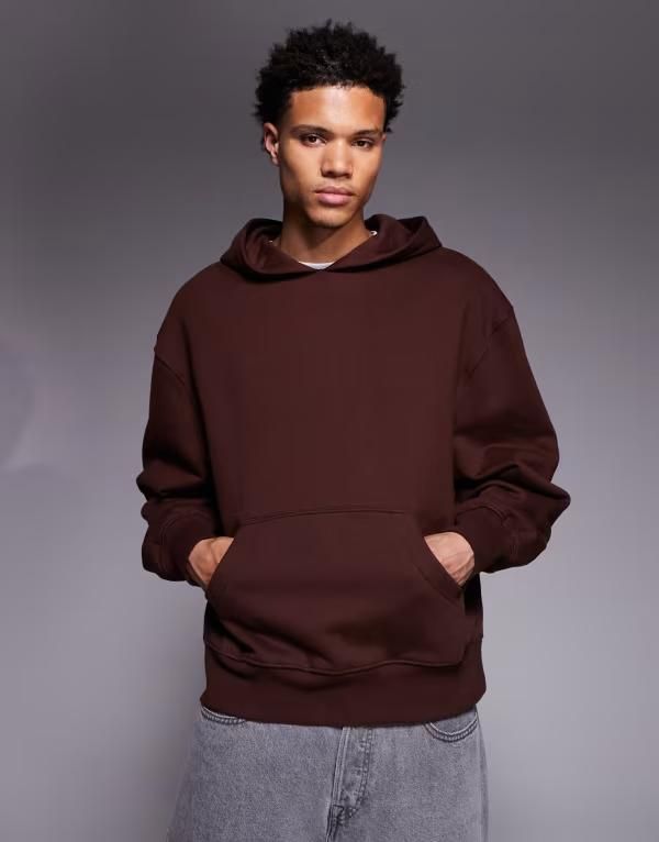 エイソス メンズ アウター パーカー・スウェット ASOS DESIGN premium heavyweight oversized 400gsm hoodie in dark Bitter choc