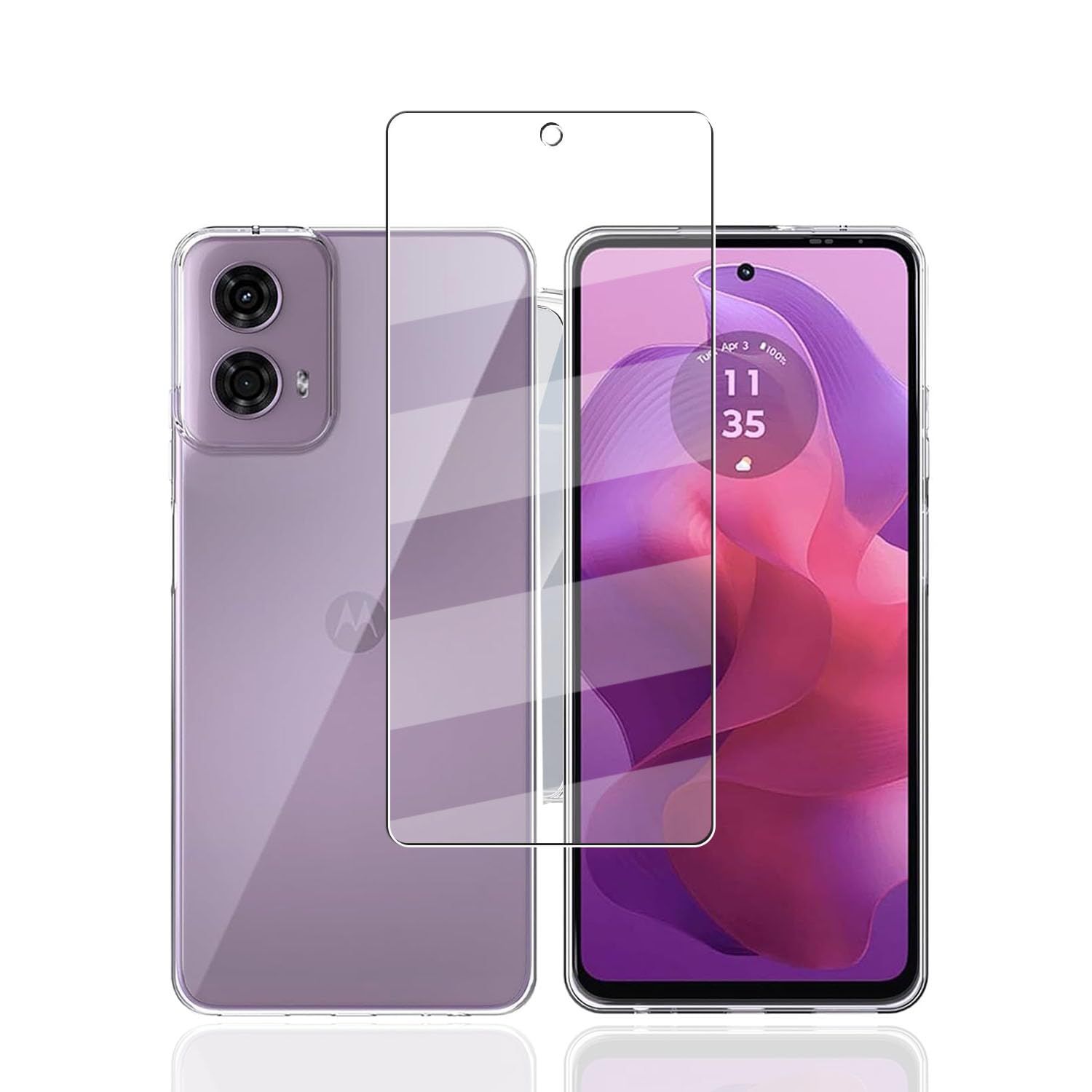新品 【1枚ガラスフィルム+1枚TPUソフトシェル】Moto G24 用の