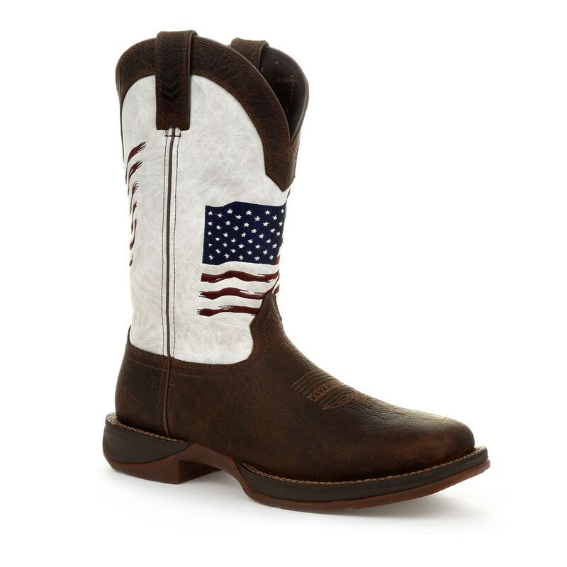 ドゥランゴ メンズ シューズ ブーツ・レインブーツ Rebel By Durango Distressed Flag Mens Western Boots Bay Brown And White ホワ