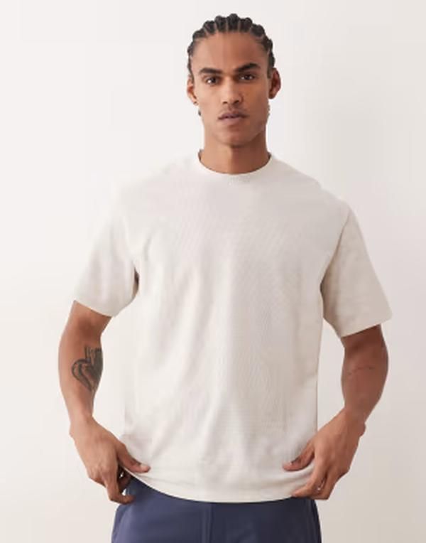 ジャック アンド ジョーンズ メンズ トップス Tシャツ ニット Jack Jones waffle knitshirt Antique White ホワイト